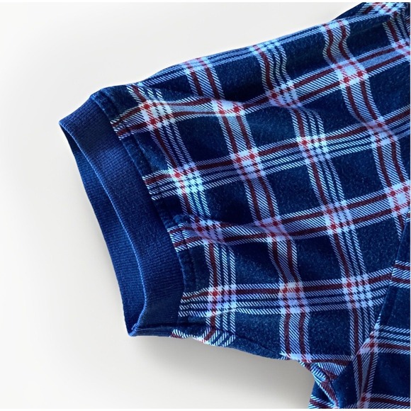 Vtg Tommy Hilfiger Polo‎ Shirt Mens M Plaid Blue White Red Golf Patriotic - Picture 4 of 6